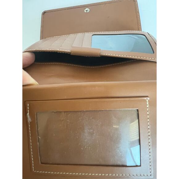 Vintage Dooney and Bourke Beige and Brown Leather Bifold Checkbook Over Flap - Picture 12 of 15